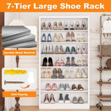 VASAAOSD Tall Shoe Cabinet, 7-Tier Shoe Storage Cabinet with Adjustable Shelves, Freestanding Shoe Organizer, White Shoe Rack for Closet, Entryway, Hallway, Living Room (White)