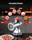 VEVOR Manual Meat Grinder, 304 Stainless Steel Hand Meat Grinder with Suction Cup + Steel Table Clamp, Meat Mincer Sausage Maker & 2 Cutting Plates, Sausage Tube, Grinding Head for Beef Pepper Cookie