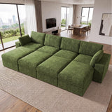 ReeQuo 150" Oversized Sleeper Sofa Cloud Couch Modular Sectional Sofa Green