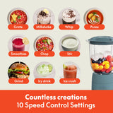 bella 10 Speed Countertop Blender, Juicer & Smoothie Maker, Fits-anywhere™ Kitchenware, Slim Flip & Store Design, Dishwasher Safe 48oz Capacity Pitcher & Lid, Stainless Steel Blade, 450 Watt, Surf