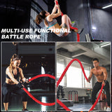 Brobantle Battle Rope 1.5 Inch Diameter,Red 30FT Exercise Workout Ropes for Home Gym Heavy Weighted Training Rope for Working Out