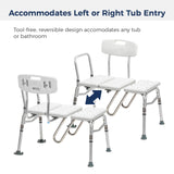Drive Medical Splash Defense Tub Transfer Bench for Bathtub - U-Shaped Shower Curtain Guard - Adjustable Height - Reversible Design - 400 Lb Capacity - Safe Bathing Aid - White