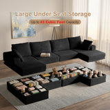 NABUMI 142'' Modular Sectional Sofa, Deep Seat Boneless Couch with Storage