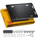 DCRCFIBER 100% Carbon Fiber License Plate Frame,New Full Carbon Fiber snap-on 4 Hole License Plate Frame,unobstructed View,with Screw Caps, Anti-Vibration Pads