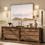 AMBERHAUS 7 Drawers Dresser with Beveled Panel, Farmhouse Chest of Dressers for Bedroom, Wood Dresser TV Stand, Drawer Organizer for Bedroom, Living Room, Hallway, Walnut