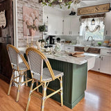PURPLE LEAF Counter Bar Stools 25" Set of 2 French PE Rattan, Grey