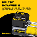 Novawinch Flex 8000 lb Electric Trailer Winch 12V - Synthetic Rope - Heavy Duty Power Tow for Boat Trailer, Marine and Utility Trailers - 8000 lb Capacity for Loading and Retrieval