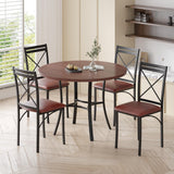 5 Piece Dining Table Set for 4, Wood Grain Dinette with Chairs for Kitchen, Breakfast Nook