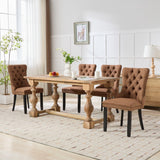 MOOLSUN Fabric Dining Chairs Set of 4, High Back Side Chairs, Modern Padded High-End Tufted Upholstered Chairs with Button-Tufted Back & Rear Pull Tabs, Solid Wood Legs F-Coffee(Solid Wood Legs)