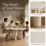 SSLine Faux Stone Round Dining Table Set for 6 w/Velvet Chair,Mars Pattern