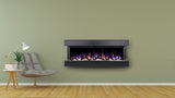 Touchstone Chesmont Smart Electric Fireplace- Wall Hanging Fireplace with 50" Wide Black Floating Mantle- Alexa/WiFi Enabled-10 Color-1,500W Heater- Crystals & Driftwood-Model 80034