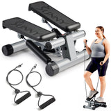 Sunny Health & Fitness Mini Steppers for Exercise at Home, Stair Step Workout Machine with Resistance Bands, Full Body Cardio Equipment with Digital Monitor - No. 012 -S Sunny Health & Fitness
