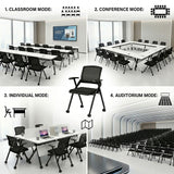 2 Pack Folding Office Chair with Wheels, Stackable Conference Room Chairs with Armrests