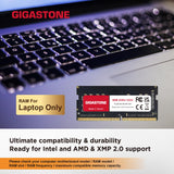 RAM Laptop Only】 GIGASTONE 16GB Kit (2x8GB) DDR4 3200MHz (2933MHz or 2666MHz) PC4-25600 (PC4-23400/21300) CL22 1.2V SODIMM 260 Pin