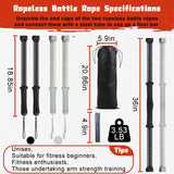 FlowViva 2-in-1 Ropeless Battle Rope & Vibration Bar, Portable Cordless Fitness Ropes for Home Gym, Strength Building, HIIT Training & Low-Impact Aerobic Training for Men and Women, Gray