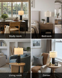 KDG 23.4" Black PU Leather Table Lamps for Living Room Set of 2, E26 Socket LED Modern Home Decor Fabric Lampshade Desk Lamp Lighitng for Bedroom, Bedside, Farmhouse, Nightstand, Night Light
