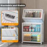 UAMFURI Extra Large Stackable Storage Bins with Lids & Wheels & Door, 156QT-52QT/13GAL*3Pack Foldable Collapsible Closet Organizers, Plastic containers drawers for bedroom Dorm