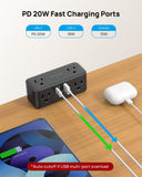 TROND Compact Desk Clamp Power Strip 5 ft, Fit 2.16" Tabletop Edge, Black