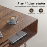 Easyego Coffee Table with Storage, Farmhouse Wood Tables for Living Room, Easy Assembly, Suitable for Various Home Styles (Walnut)