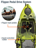 Brooklyn 8.0 Foldable Pedal Fishing Kayak by BKC, Compact Sit-on-Top Single Kayak with Pedal Drive, Sturdy Aluminum Seat, Rudder Steering, Storage (Camo)