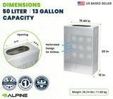 Alpine Stainless Steel Commercial Trash Can - Large Perforated 13 Gallon Trash Can Open Top, Modern Metal Garbage Can for Indoor & Outdoor in Office, Commercial Bathroom, Hotel, Lobby, and Businesses