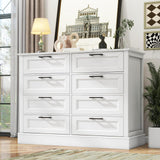 ZLWJGY Odeekea White Dresser for Bedroom, Wood Dresser with 8 Drawers, Chest of Drawer for Bedroom Living Room Entryway Hallway, Modern Farmhouse Style