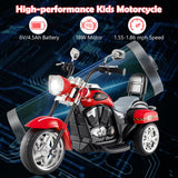 Costzon Kids Motorcycle, 6V Battery Powered Ride on Chopper Motorcycle w/Horn, Headlight, 3-Wheel Stable Ride on Toys, Electric Toddler Motorcycle for Kids, Gift for Boys Girls (Fire Red)