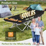 Slendor Folding Camping Cot Black, Sleeping Cot for Adults with Carry Bag, Mattress, 1200D Layer Oxford Portable Camp Bed Cot Bed for Guest Travel Office Beach