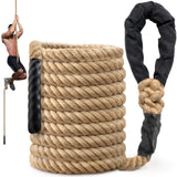 Climbing Rope Gym Workout - 25FT Heavy Duty Jute Thick Ropes for Adults Strength Training Outdoor Tree Swing Indoor Home Fitness Exercise - 1.5 Inch