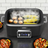 SUNVIVIPRO 12-in-1 Programmable Slow Cooker Roaster Oven, 8 Quart Digital Multi-Cooker Food Warmer with Timer, Temp Control & Auto Shut Off, Removable Non-Stick Pot, Dishwasher-Safe Glass Lid, Black