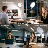 Desk Ring Light with Stand for Computer, Zoom Lighting for Video Calls