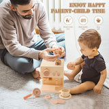 ibwaae Kids Coffee Maker 10Pcs Toy Coffee Maker Playset Wooden Kitchen Set Toys Toddler Play Kitchen Accessories