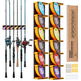 Wall Mounted Fishing Rod Holder for Garage | Holds Up to 6 Rods or Combos, Fits Most Fishing Poles（2 Pack） PROBITE