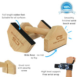 CALI SPORTS Push Up Bar Calisthenics Equipment, Solid Wood Parallettes Bars for Floor Use, Perfect Pushup Bar and Handstand Push Up Handles for Men and Women, Includes Wrist Wraps CALI SPORTS