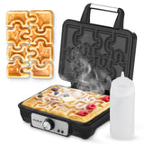 Puzzle Waffle Maker by StarBlue – Fun Playful Puzzle-Shaped Waffles | Includes Squeeze Bottle for Easy Filling | Non-Stick & Cool-Touch Design | Great