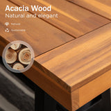 PHI VILLA 63" Outdoor Acacia Wood Bench, Oil Finished, Teak, 2 Pack