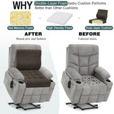 baibu Memory Foam Recliner Cushions with Lumbar Support Pillow Set for Elderly