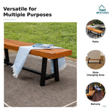MFSTUDIO Outdoor Garden Bench 63", Acacia Wood Dining Bench, Teak, 2 Pack