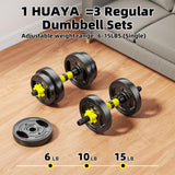 HUAYA Adjustable Dumbbell Set, 10-90lbs Free Weights with Connector – 4 in 1 Dumbbells, Barbell, Kettlebell & Push Up Stand, Adjustable Weights Set (Orange 30lbs (15lbs*2))