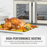 Martha Stewart French Door Air Fryer Toaster Oven Combo, 34QT Countertop Convection, 12-in-1, Bake, Broil, Roast, Fits 12” Pizza, Dehydrate, 5 Accessories, Air Fry Basket, Stainless Steel, Linen White