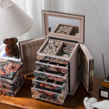Homruilink High End Glass Jewelry Box for Women, 5 Layer,Peony