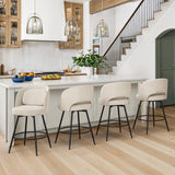 LUE BONA 26''H Swivel Bar Stools Set of 4, Counter Height Bar Stools with Backs, Lumbar Pillow and Black Metal Frames, Upholstered Modern Barstools for Kitchen Island, Linen Farbic, Linen Color