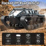 Mostop RC Tank Car, 1:16 Scale 2.4Ghz Remote Control Crawler High Speed Tank, Off-Road RC Tracked Vehicles 360°Rotating Drifting Car with 2 Batteries, Military Truck for Kids Adults, Gray