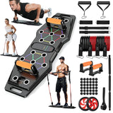 Push Up Board | Portable 25-In-1 Push up Board for Men | Pilates Bar & 20 Fitness Accessories with Resistance Bands & Ab Roller Wheel | At Home Gym, Pushup Handles for Floor | Professional Strength Training Equipment For Man and Women Flexfinity