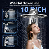 Shower Head with filtered Handheld High Pressure daul Shower Heads with Handheld Spray Combo and 10 Sprays Handheld Shower Head Detachable Shower head Built-in Magnetic Docking and Power Jets Chrome