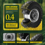 Wiltire (2 Pack) 4.10/3.50-4 Flat Free Tire and Wheel 10-Inch Solid Wheel Replacement with 5/8 Bearings,2.2" Offset Hub -Compatible with Hand Truck,Wheelbarrow(Gray)