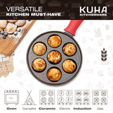 Cast Iron Aebleskiver Pan - Non Stick Pan for Authentic Danish Stuffed Pancakes - Electric Stovetop Compatible Pancake Maker KUHA
