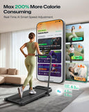 UREVO Strol 2E Smart 2-in-1 Folding Walking Pad Treadmill with APP, 12% Incline, Compact Walking Pad with Safety Handle, Plug & Play, Desk Treadmill with LED Display, Walking & Running for Home Office