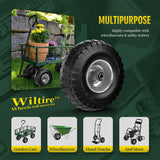 Wiltire (2 Pack) 4.10/3.50-4 Flat Free Tire and Wheel 10-Inch Solid Wheel Replacement with 5/8 Bearings,2.2" Offset Hub -Compatible with Hand Truck,Wheelbarrow(Gray)