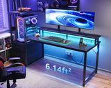 AODK 59 Inch Gaming Desk with USB Charging Ports & LED Light- Reversible Computer Desk